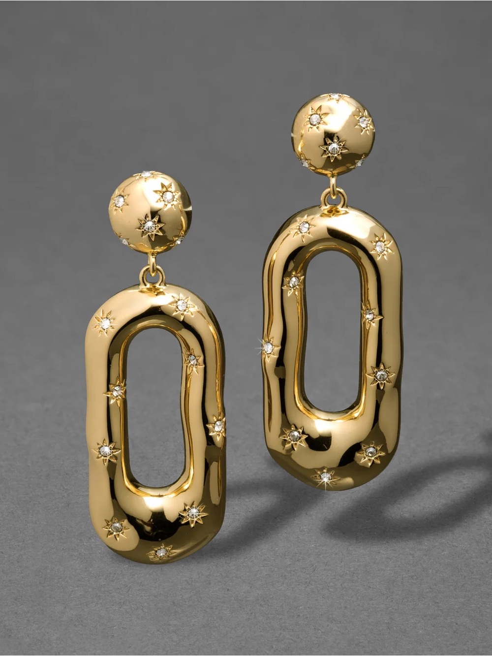 Alexis Bittar Starburst Crystal Gold Link Post Earring Original Price $225
